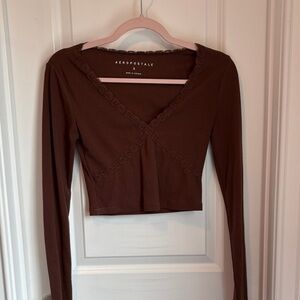 Aeropostale Women's Chocolate Long Sleeve Top